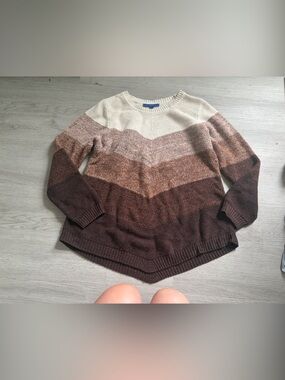 Apt 9 Striped Ombre Knit Sweater in Brown and Cream